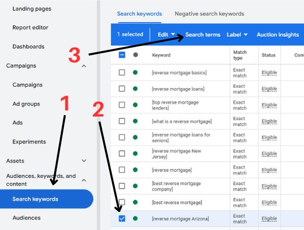 Where to Run A Search Terms Report Google Ads